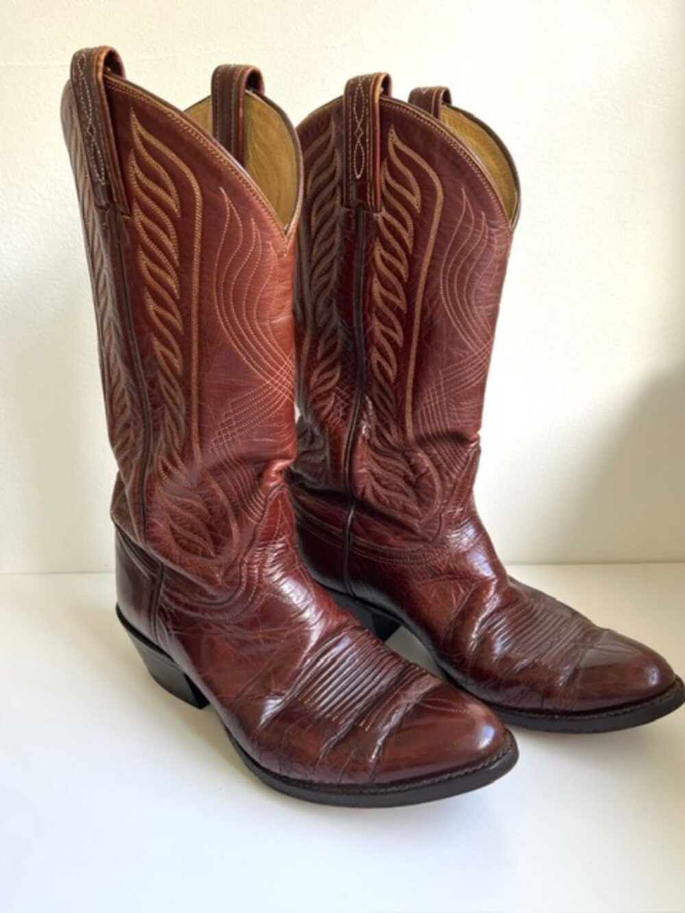 Vintage Tony Lama Black Label Western Boots with New Heels | Size 8D
